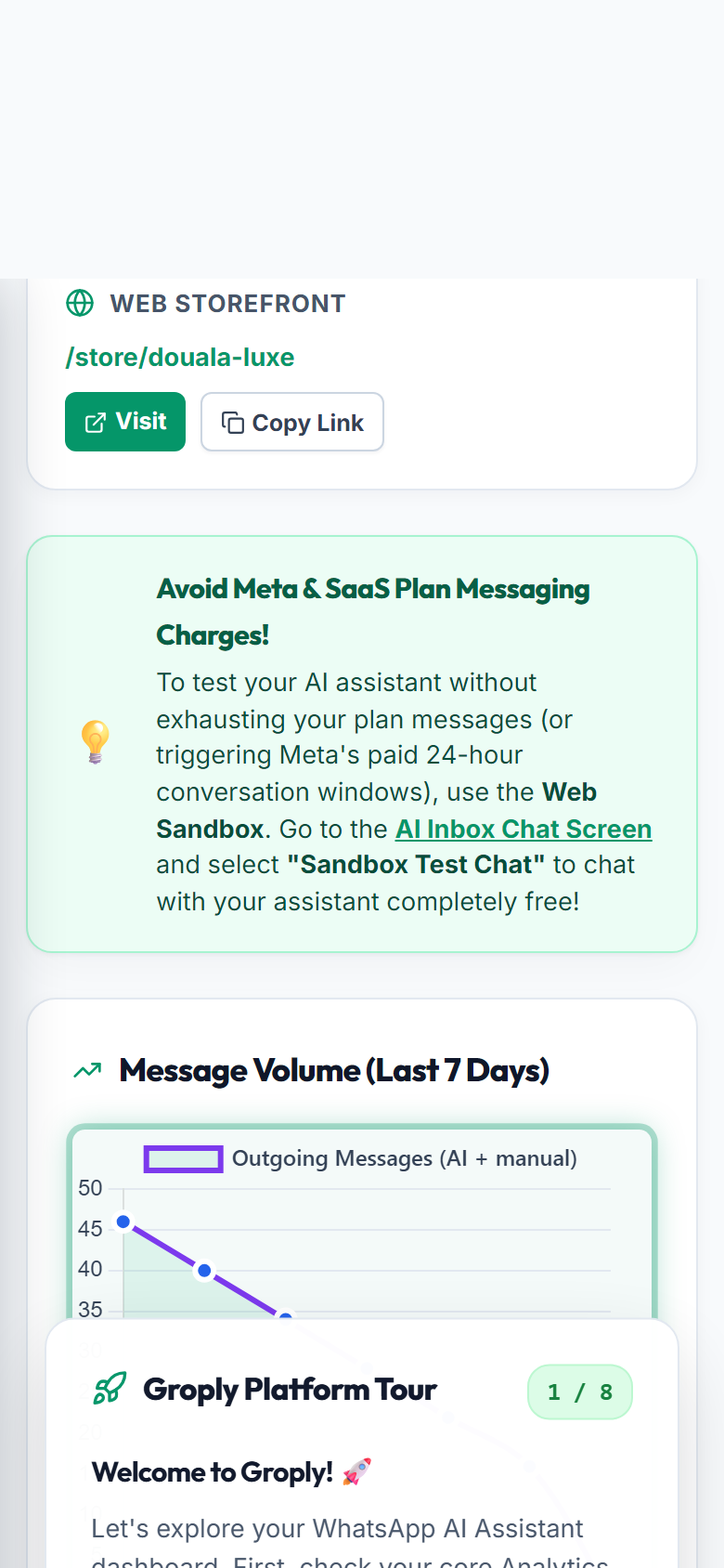 Merchant Dashboard Overview (Mobile View)