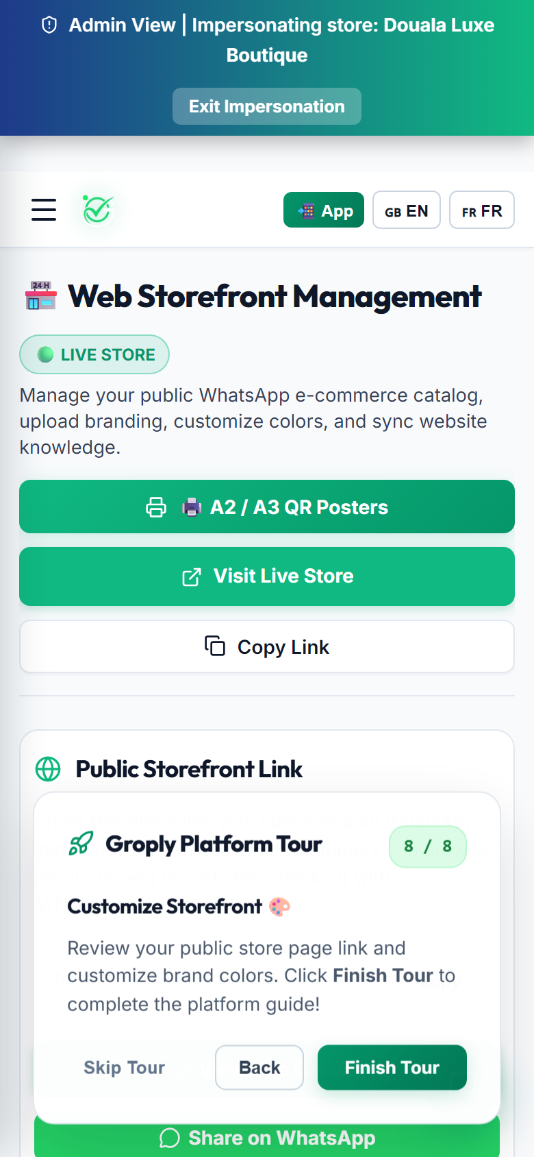 Storefront Customizer (Mobile View)