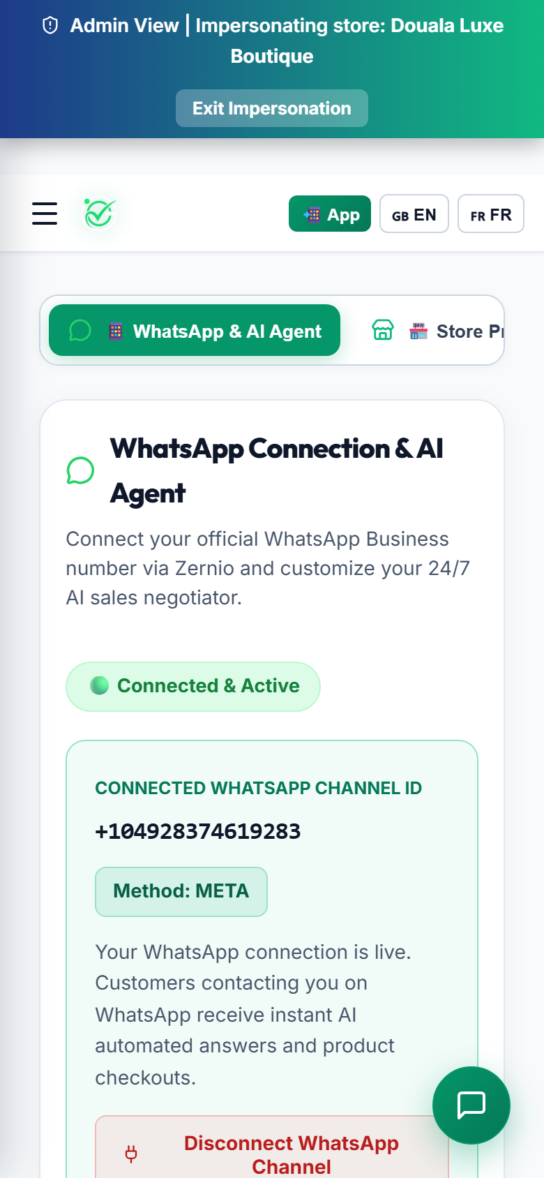 WhatsApp Settings (Mobile View)